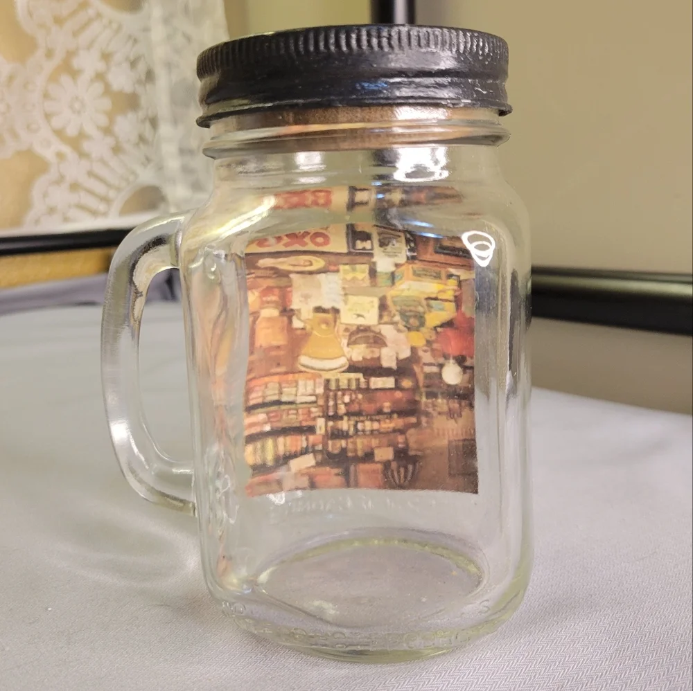 Vtg County Fair Drinking Clear Glass Rooster Wheat Lidded Apothecary Jar
